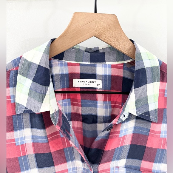 Equipment Long Sleeve Plaid Button Front Shirt Dress Size Small - Picture 5 of 7